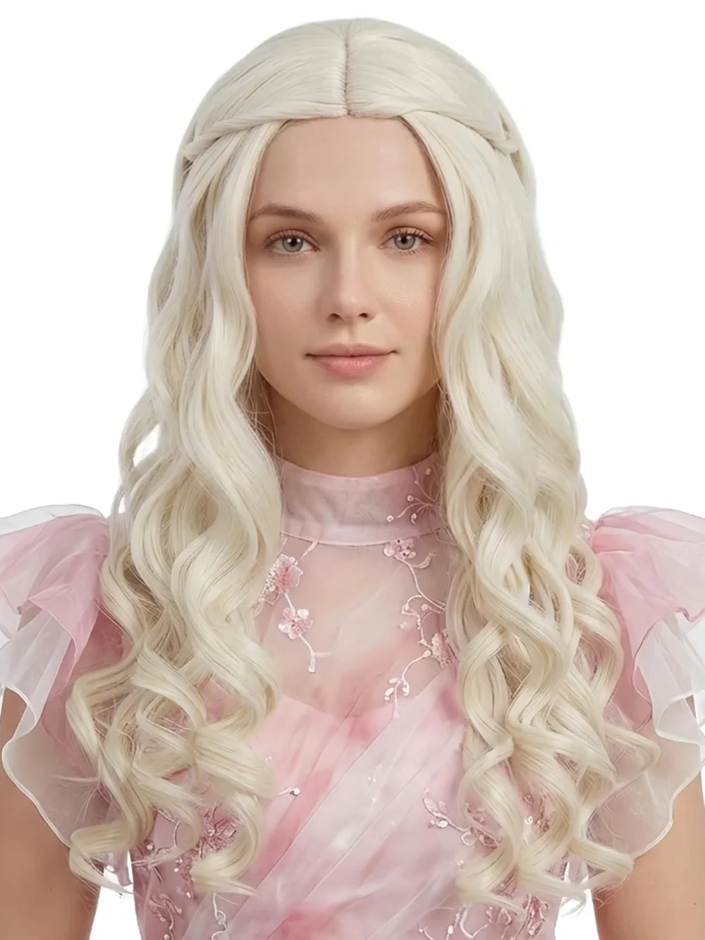 Platinum Blonde Wig Long Curls Braids House of Dragons Halloween Targaryen New